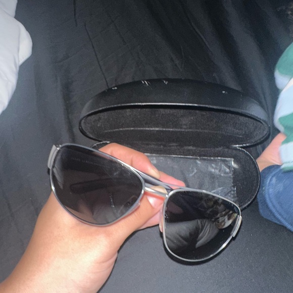 Polo by Ralph Lauren Silver/Navy Blue Stripes Logo Sunglasses - Picture 5 of 7